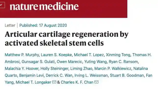 骨关节炎患者福音｜Nat Med：关节软骨可再生